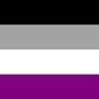 asexual flag. from top to bottom: black, grey, white, purple.