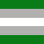 greyromantic flag. from top to bottom: green, grey, white, grey, green.
